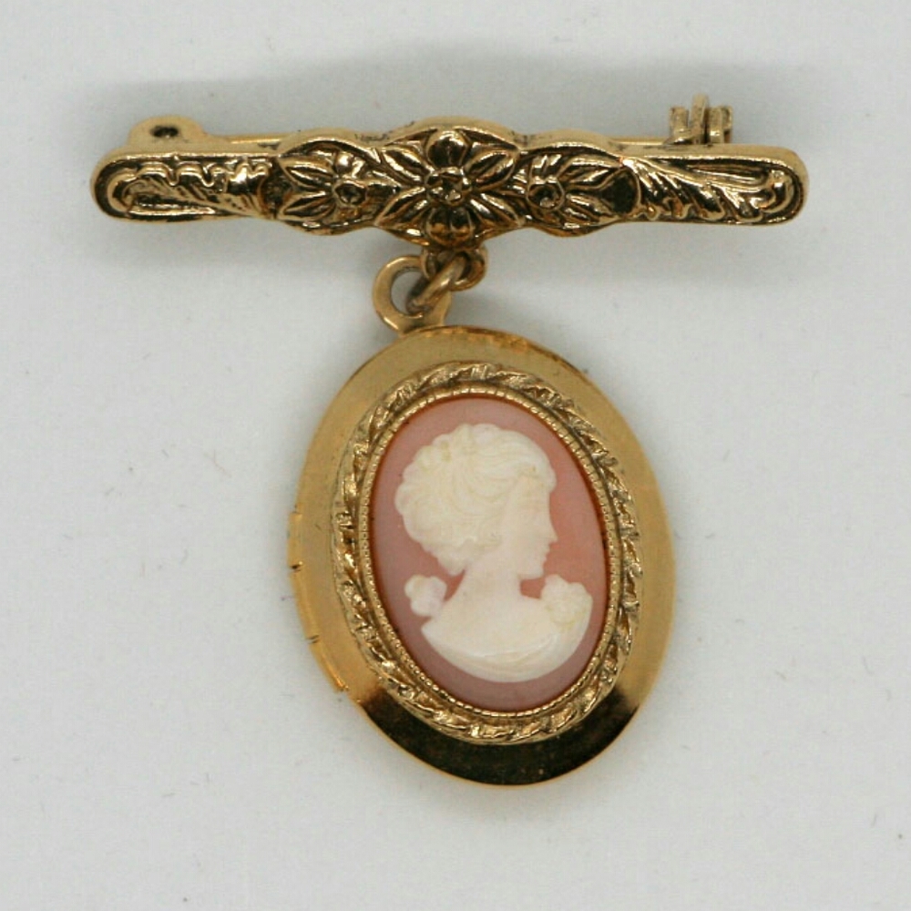 Vintage Cameo Locket Pin